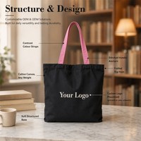 Sac fourre-tout en toile noir jais sur mesure avec longue poignée de transport et imprimé géométrique pour salon professionnel, fabrication OEM