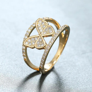 Anillo de Cóctel Q225 con Forma de Mariposa para Mujer, Plata de Ley 925, Chapado en Oro, Circonita Cúbica, Micro Pavé, Joyería de Moda, Regalo - Product Image 2