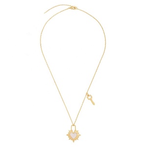 Gemnel Striking Design a Small Key Charm Hangs Alongside <strong>the</strong> Heartbeat <strong>Mother</strong> of Pearl Pendant Necklace - Product Image 6