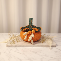 Panier de rangement haut de gamme tissé à la main bleu, décoration et rangement pour Halloween, double usage, bleu avec poignée