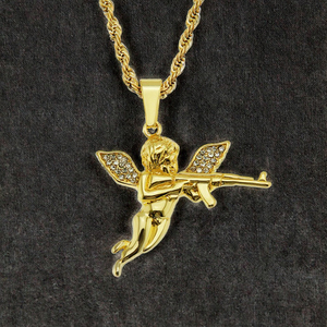 Collar de Lujo Vintage con Colgante de Ángel con Alas para Hombre, Color Dorado, Cadena Larga, Amuleto Masculino para Sesiones Fotográficas, Cupido, <span class=keywords><strong>Dios</strong></span> del Amor, Ideal para Regalo - Product Image 2