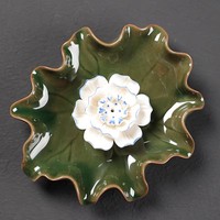 Brûleur d'encens japonais en céramique GF Fujian Flower, parfum bois de santal, saison automne, écologique, durable, fait main, avec cendrier, pour la maison