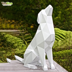 Sculpture géométrique de <span class=keywords><strong>chien</strong></span> en acier inoxydable, ornement animal d'extérieur, vente chaude - Product Image 1