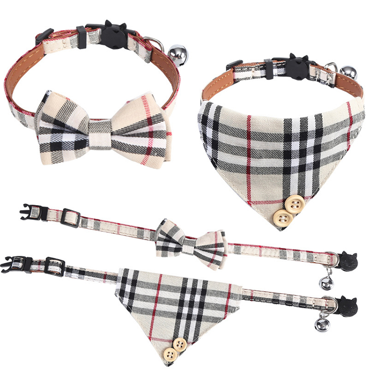 Регулируемый милый галстук-бабочка, Классический Клетчатый воротник для кошек, бандана с отстегивающейся пряжкой и шарф для маленьких домашних животных