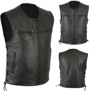 Gran tamaño 5XL impermeable PU cuero motocicleta <span class=keywords><strong>chaleco</strong></span> chaquetas para Hombres Nuevo Color sólido invierno ropa exterior <span class=keywords><strong>chaleco</strong></span> - Product Image 3
