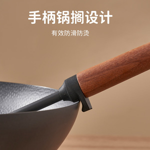 Espátula de hierro fundido Aca con mango de madera, resistente al calor y duradera para cocinar en wok. - Product Image 4