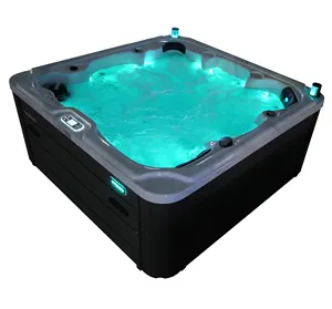 Venta caliente 6 personas chorros de aire hidromasaje masaje acrílico spa bañera de hidromasaje con luces LED