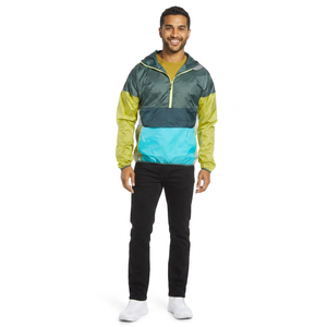 Hot Sale <b>Men's</b> High Street Style Windbreaker <b>Jacket</b> Customized Outdoor <b>Long</b> Sleeved Color Block Windproof Design - Product Image 1