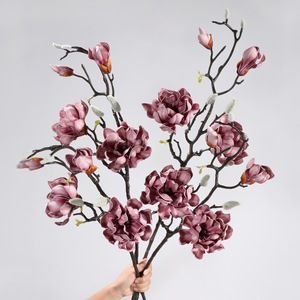 Arreglo de flores artificiales de Magnolia de estilo chino de varias cabezas, rama única, Pu Magnoliaceae, flor falsa, decoración del hogar - Product Image 3
