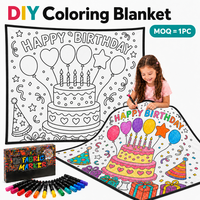 Selimut Mewarnai DIY Grosir dengan Set Spidol Poliester, Warna-warni Sesuai Selera Anda untuk Anak-anak dan Dewasa, MOQ 1PC, Dropshipping