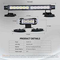 Barre lumineuse LED stroboscopique 30 LED 14,5 pouces, lumière d'avertissement double face pour toit de véhicule avec base magnétique pour camion