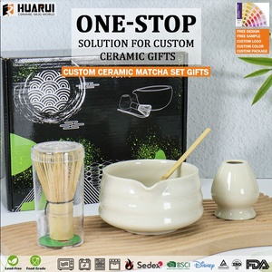 Personalizado Bege Japão Grés Chawan Matcha Chá Tigela De Cerâmica Conjunto com Bic Handmade Japonês Katakuchi Matcha Copos De Cerâmica - Product Image 2