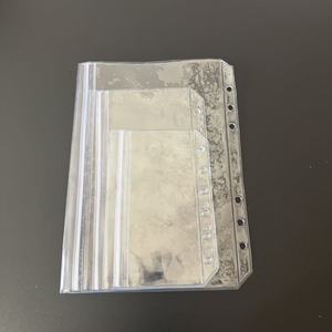 A6 Bolsillos de carpeta de anillas Plástico transparente Sobres de efectivo con cabeza de cremallera de doble cara Bolsa de documentos de dinero de hojas sueltas Producto de archivo - Product Image 5