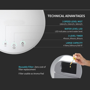 31S thép không gỉ siêu âm mát sương tạo độ ẩm thì thầm tái sử dụng bộ lọc hương thơm khuếch tán dễ dàng làm sạch với máy tạo độ ẩm hơi nước ấm - Product Image 4