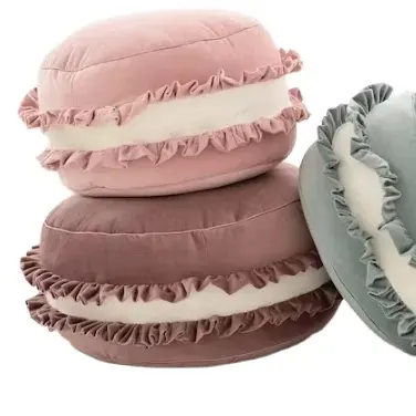 Almohada de caramelo, puf en forma de macarrón, cojín decorativo para sofá