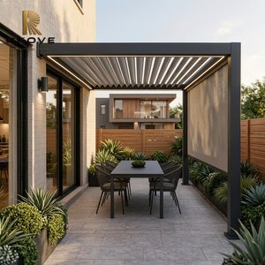 Pérgola Motorizada de Aluminio RKOVE RK-C1 3*3 con Pantallas Enrollables y Luz LED, Techo de Láminas Impermeable, Gazebo para Patio Exterior con Privacidad - Product Image 1