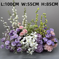 Composition florale artificielle en soie hautement réaliste, faite à la main, pour la décoration de sol de la zone d'accueil et de réception de mariage