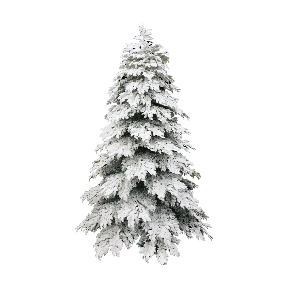 New Wholesale Custom 6ft 6.5ft 7ft 7.5ft Artificial Christmas Decoration Xmas Tree Hinged Full Christmas Tree With Flocked Snow