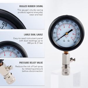 Probador de compresión de motor de 8 piezas, manómetro de cilindro de motor <span class=keywords><strong>automotriz</strong></span> para motor de gasolina y Gas - Product Image 3
