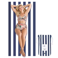 100% Recycled Microfiber Beach Towels Yellow Striped Compact Lightweight Quick Dry Stripe Sand Free Beach Towel