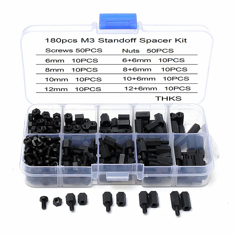 180 ชิ้น M3 หญิงชาย Hex ไนลอนขาตั้ง Spacer คอลัมน์สําหรับเมนบอร์ด PCB คงที่ฉนวนพลาสติกสกรูระยะห่างชุด