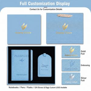 Custom Logo Pu Leather Passport <b>Holder</b> Luggage Tag Bag Set, Embossed <b>Travel</b> <b>Document</b> Cover Luxury Corporate Business Gift - Product Image 3