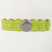 Punk Métal Boucle Grand Rond Rivet Ceinture En Cuir Rétro Large Lien Ovale Disque Cowboy Cowgirl PU Ceinture En Cuir pour Femmes