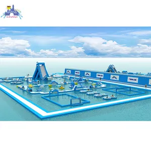 Lilytoys كبيرة المطاطية الحديقة المائية الزرقاء حديقة مائية تجارية جديدة عائمة للبيع تمرير TUV CE
