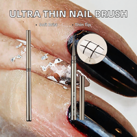 Lot de 5 pinceaux à manche métallique pour nail art, ultra fins, pointes extra fines, pour gel acrylique, peinture, stylo de traçage, outils de manucure