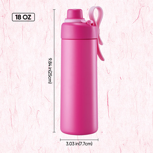 18oz Stainless Steel Insulated Water Bottle Flip Spout Lid Silicone Carry Strap Double Wall Vacuum Flask 24H Cold 12H Hot Cup - Product Image 6