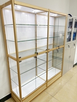 Vitrina de Exhibición de Aluminio y Vidrio Templado, de Pie, Multicapa, para Joyería, Cosméticos, Artesanías, con Cerradura, para Boutique y Tienda Minorista