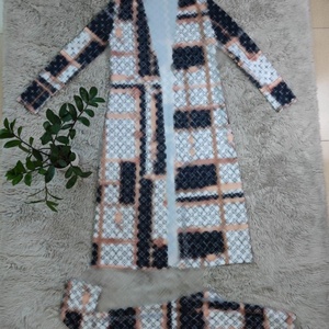 Ensemble de vêtements pour femmes, manteau long avec pantalon, imprimé design, manches longues, veste longue avec legging, ensemble de luxe de marque, ensemble 2 pièces - Product Image 3