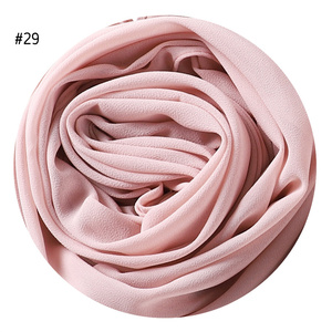 Scialli di Chiffon transfrontaliero in Chiffon Hijab sciarpa in tinta unita da donna fascia per la testa da donna Hijab sciarpe da donna Foulard Femme Muslim velo - Product Image 4