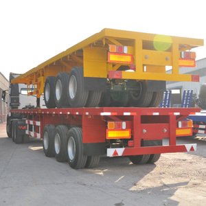 Remolque de Plataforma Plana de 14 Metros, 50 Toneladas, 3 Ejes, para Contenedores de 40 Pies, para Camiones Grandes, en Venta - Product Image 2