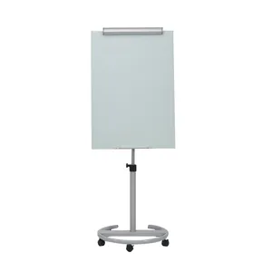 Mobile Glassboard Portable Magnetic Dry Erase Glass Board with Flipchart Hooks