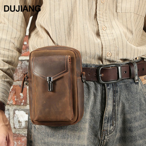 กระเป๋าคาดเอวหนังแท้ดูเจียงสำหรับผู้ชาย กระเป๋าสะพายข้างอเนกประสงค์สำหรับกิจกรรมกลางแจ้ง สีน้ำตาลเข้ม - Product Image 1