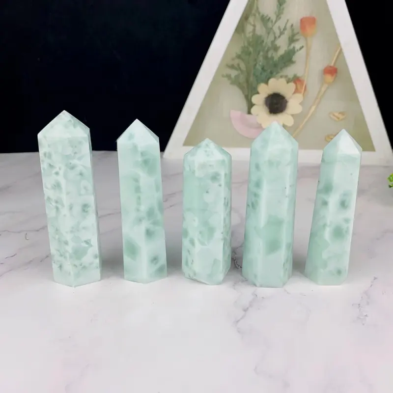 Torre de cristal natural cura ponto de pedra floco de neve para decoração de casa