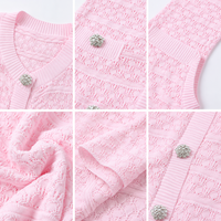 Robe mini en maille unie à col rond sans manches coupe ajustée style A-line rose pour femme, idéale pour le bureau au quotidien