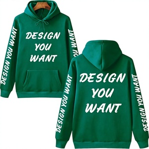Sweat-shirt unisexe d'hiver à capuche en coton tricoté, pull décontracté avec poche et motif imprimé long, texte personnalisé sur la manche avant - Product Image 3