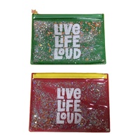Sac à cosmétiques à paillettes liquides en PVC, pochette à paillettes liquides transparente en PVC étanche