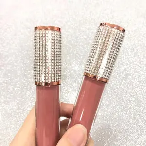 Auf Lager Flüssiger Lippenstift Private Label Wasserdichter Diamant deckel Lippenstift Vegane Grausamkeit Kostenlos Benutzer definierter Logo Lippenstift