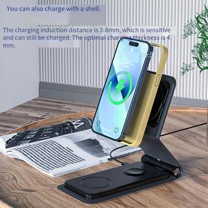 Nouveautés 2026 : Station de charge sans fil magnétique 3-en-1 pliable pour téléphone, montre et écouteurs avec support - Product Image 5