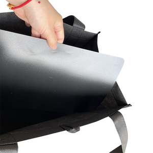 לוגו מותאם אישית מחדש שקיות מכולת שחור ארוג תיק קניות גדול עם ידיות מחוזקות והלוח התחתון - Product Image 5