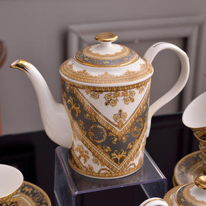 Ensemble de thé et de café en porcelaine fine de style baroque européen, 15 pièces, best-seller - Product Image 4