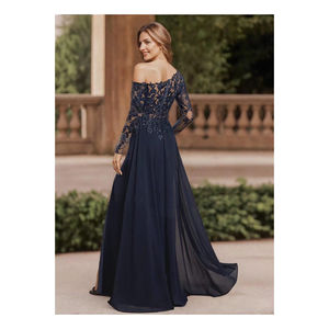 <span class=keywords><strong>Vestido</strong></span> de noche de gasa con encaje de lentejuelas de un hombro para mujer, <span class=keywords><strong>vestido</strong></span> largo Formal para invitados de <span class=keywords><strong>boda</strong></span> para madre de la novia con abertura - Product Image 3