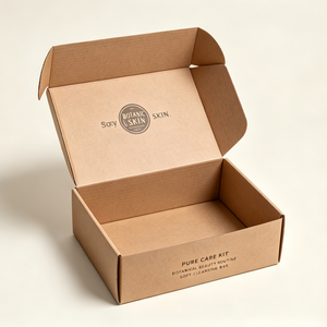 Custom Printed Self-locking Kraft Corrugated Skincare Packaging Mailer <b>Box</b> for Luxury Cosmetic Beauty Logo Design Premium Finish - Product Image 2