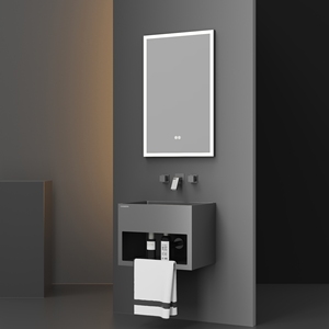 Functional <strong>Bathroom</strong> Vanity Cabinet with LED Mirror Feature Wall Mounted Tap and Storage Basin for Small <strong>Bathrooms</strong> - Product Image 1