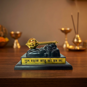 Statuette de Hanuman Gada en polyrésine noir et or avec citation inspirante, 4,4 pouces, statue de Bajrangbali pour temple, voiture, bureau, décoration de la maison, cadeau - Product Image 5