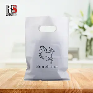 Custom Print LDPE HDPE Die Cut Handle Carry Poly Grocery Supermarket Merchandise Gift Plastic Packaging Shopping Bag With LOGO