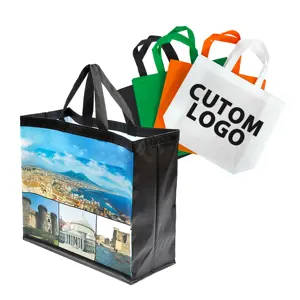 Düşük adedi özel Logo baskılı promosyon kullanımlık polipropilen laminasyon olmayan dokuma çanta olmayan dokuma alışveriş çantası